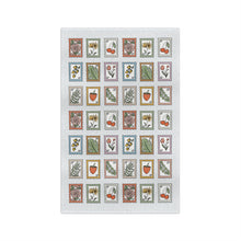 Load image into Gallery viewer, Floral Stamps Kitchen Tea Towel