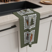 Load image into Gallery viewer, Vintage Christmas Stamp Microfiber Tea Towel