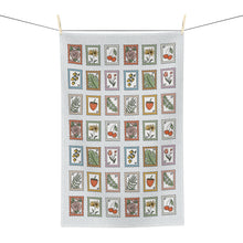 Load image into Gallery viewer, Floral Stamps Kitchen Tea Towel