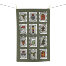 Load image into Gallery viewer, Vintage Christmas Stamp Microfiber Tea Towel