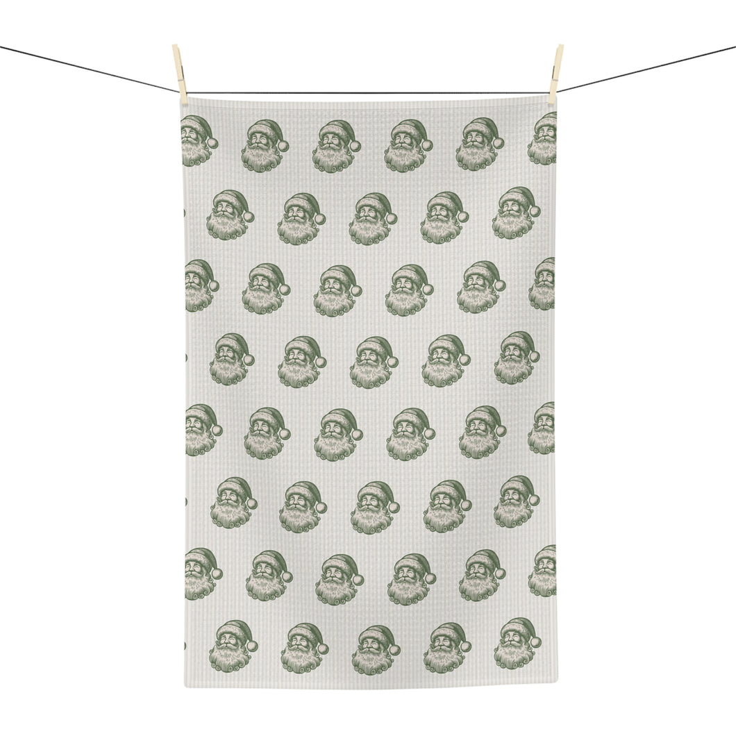 Classic Green Santa Kitchen Tea Towel